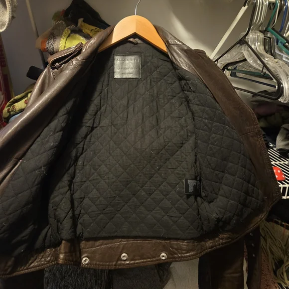 All Saints Dark Brown Leather Jacket - Picture 7 of 8